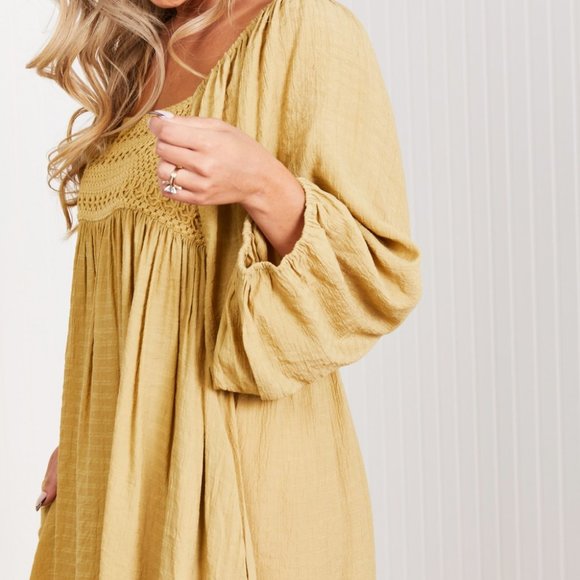 GeeGee Angel of Mine Full Size Crochet Yoke Mini Dress - Picture 6 of 6